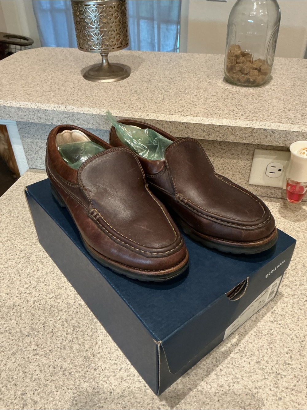 Cole Haan Men's Brown Leather Slip-On Loafers